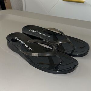 Calvin Klein Jeans Glossy Black Sandals